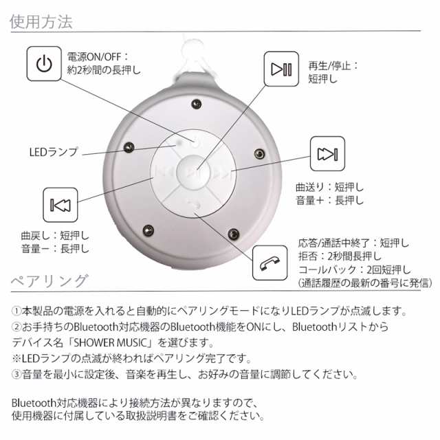 bluetooth スピーカー 防滴 ワイヤレススピーカー 防水 ワイヤレス お風呂 キッチン ブルートゥース 生活防滴 Bluetooth5.0 通話  ハンスの通販はau PAY マーケット - スマートサプライ