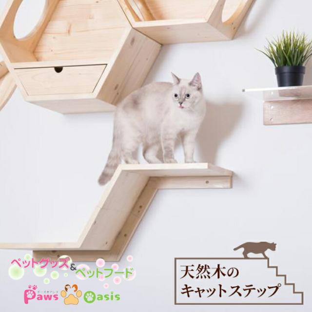 MYZOO マイズー ZONE ゾーン キャットステップ おしゃれ 猫 キャットウォーク 壁 ステップ キャット インスタ映え 木製 インテリア 猫用品 無垢材 ナチュラル キャットシェルフ 壁用 猫用 ペット用品