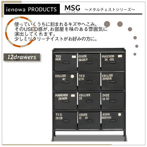 使うと雰囲気の良くなるスチールチェスト ienowa 縦型12杯引出チェスト 12