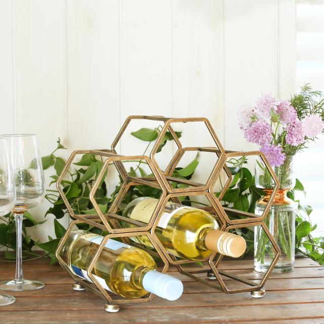 ポイント2倍 K19-0116AGD HONEYCOMB WINE RACK ANTIQUE GOLD ハニカム構造のワインラック ワインラック ワイン パーティー レストラン 洋食 K19-0116AGDの通販は 6,050円