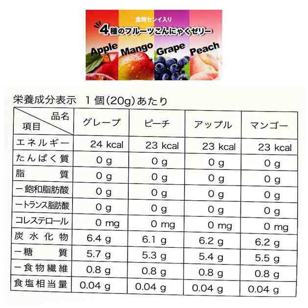 こんにゃくゼリー ４種のフルーツ 1600ｇ(約80個) 雪国アグリ コストコ