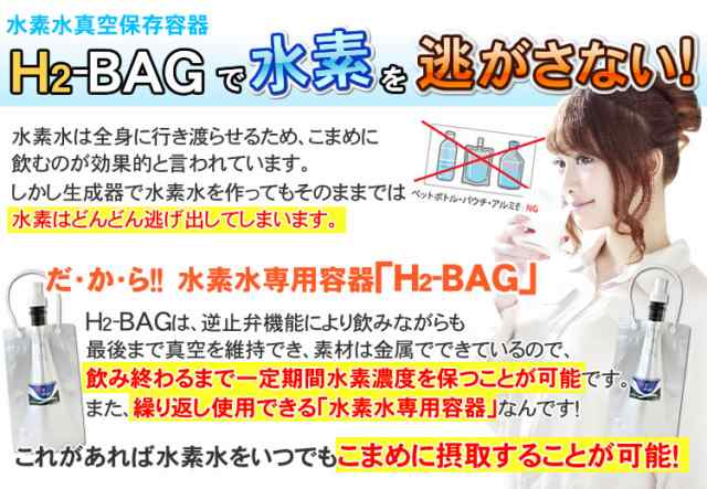 H2-BAG 500ml 水素水用真空保存容器（エイチツーバッグ） -3646-の通販はau PAY マーケット NIC家電 au PAY  マーケット－通販サイト