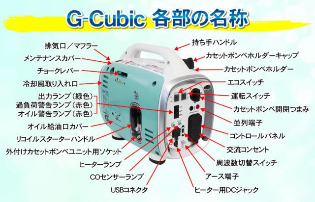 静音 カセットボンベ式 発電機 KG-071 ニチネン G700 クレマ インバーター式 G-cubic（ジーキュービック） カセットボンベで使用可能 アウトドア キャンプ 災害 非常用_11