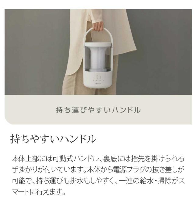 加湿器 お手入れ簡単 大容量 2L MIST 250（ライトグレー）超音波式 卓上