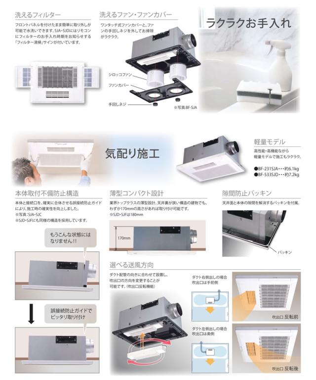 高須産業 浴室換気乾燥暖房機 BF-533SJD(3室換気タイプ) 浴室暖房機