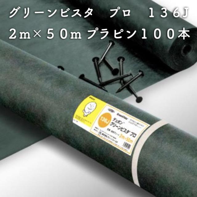 グリーンビスタ プロ 防草・砂利下シート136グリーン 強力タイプ 2ｍ×50m（プラピン100本付）除草シートの通販は 41,000円