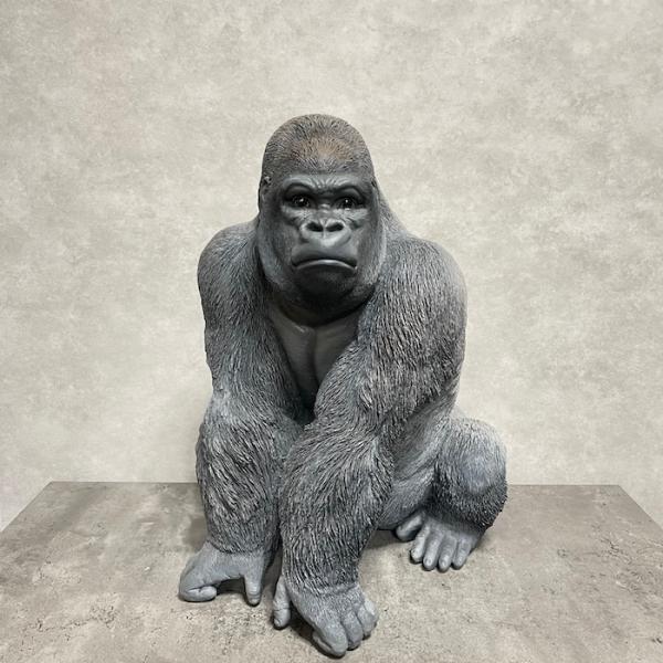 シルバーバック デカ黒ゴリラ 高さ53cm 置物 かわいい 動物 玄関