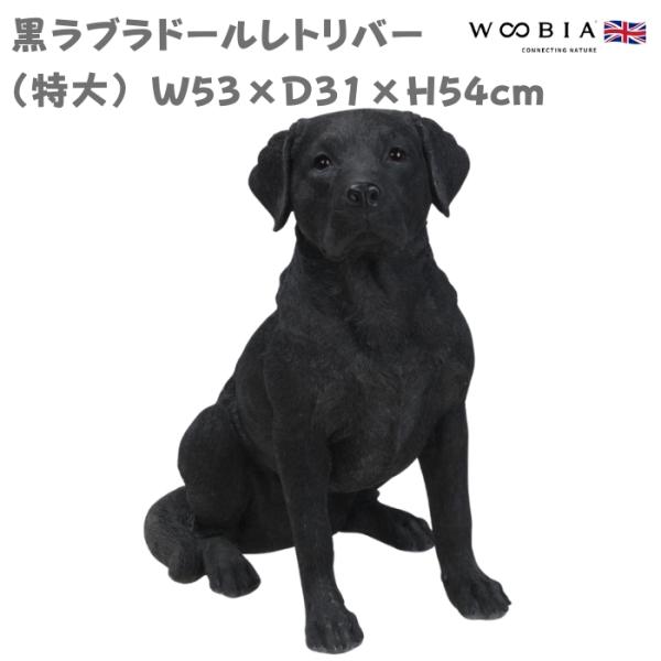 犬 置物 大きい お座りラブラドールレトリバー 黒 特大 高さ54cm woobia ウービア かわいい おしゃれ ガーデン インテリア オブジェ 巨大 可愛い プレゼント 北欧 玄関 雑貨 動物 モダン 面白い 庭 ギフト 屋外 家 リアル 玄関先 ガーデンオーナメント