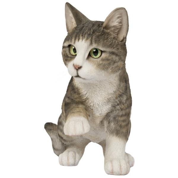 猫 置物 リアルでかわいい おしゃれ 大きい じゃれるサバトラ猫 ネコ 横幅35cm woobia ウービア ガーデン インテリア オブジェ 可愛い プレゼント 北欧 玄関 雑貨 動物 モダン 面白い 庭 ギフト 屋外 家 玄関先 ガーデンオーナメント_1
