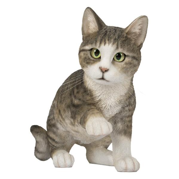 猫 置物 リアルでかわいい おしゃれ 大きい じゃれるサバトラ猫 ネコ 横幅35cm woobia ウービア ガーデン インテリア オブジェ 可愛い プレゼント 北欧 玄関 雑貨 動物 モダン 面白い 庭 ギフト 屋外 家 玄関先 ガーデンオーナメント_2