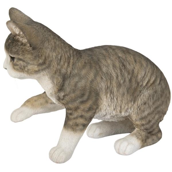 猫 置物 リアルでかわいい おしゃれ 大きい じゃれるサバトラ猫 ネコ 横幅35cm woobia ウービア ガーデン インテリア オブジェ 可愛い プレゼント 北欧 玄関 雑貨 動物 モダン 面白い 庭 ギフト 屋外 家 玄関先 ガーデンオーナメント_3