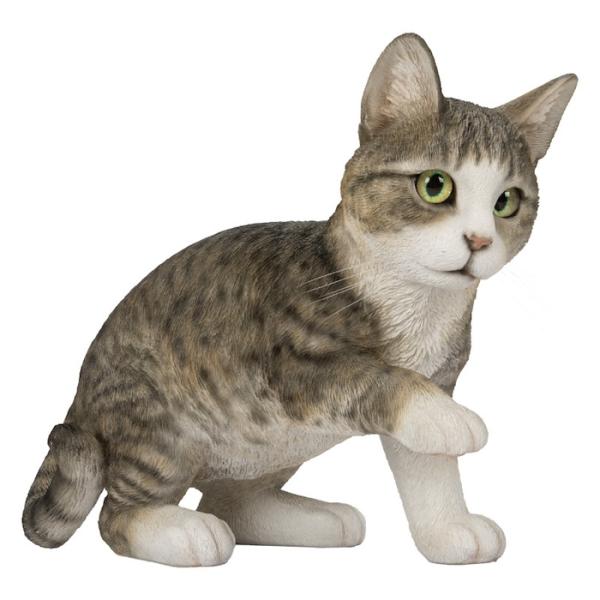 猫 置物 リアルでかわいい おしゃれ 大きい じゃれるサバトラ猫 ネコ 横幅35cm woobia ウービア ガーデン インテリア オブジェ 可愛い プレゼント 北欧 玄関 雑貨 動物 モダン 面白い 庭 ギフト 屋外 家 玄関先 ガーデンオーナメント_4