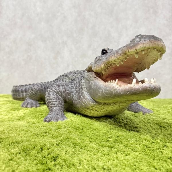 置物 餌を待つワニ 特大 横幅79.5cm 鰐 巨大オブジェ 大型 woobia ウービア 大きい かわいい おしゃれ ガーデン インテリア 可愛い プレゼント 北欧 玄関 雑貨 動物 モダン 面白い 庭 ギフト 屋外 家 リアル 玄関先 ガーデンオーナメント