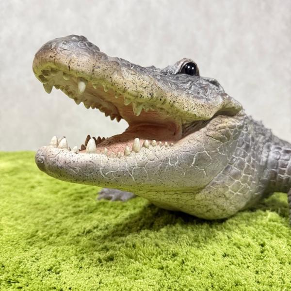 置物 餌を待つワニ 特大 横幅79.5cm 鰐 巨大オブジェ 大型 woobia ウービア 大きい かわいい おしゃれ ガーデン インテリア 可愛い プレゼント 北欧 玄関 雑貨 動物 モダン 面白い 庭 ギフト 屋外 家 リアル 玄関先 ガーデンオーナメント