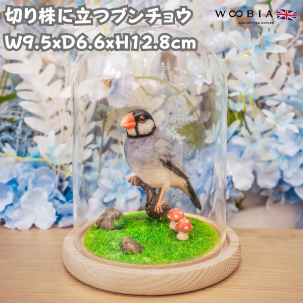 置物 鳥 かわいい オブジェ 北欧 動物 切り株に立つブンチョウ 文鳥 高さ12.8cm woobia ウービア 大きい おしゃれ ガーデン インテリア 大型 プレゼント 玄関 雑貨 モダン 面白い 庭 ギフト 屋外 家 リアル 玄関先 ガーデンオーナメント