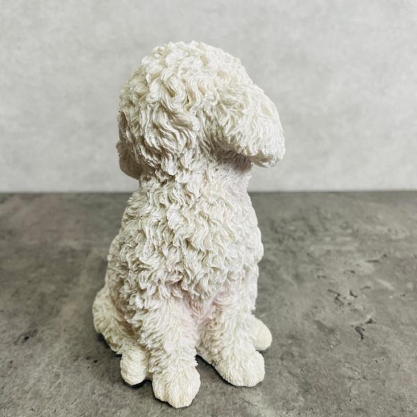 犬 置物 小さい かわいい 振り返るトイプードル 白 小 woobia ウービア