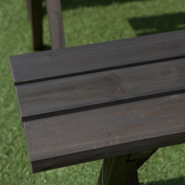 木製ガーデンテーブルセット ダークブラウン パラソル用穴付き テーブル ベンチ チェア 椅子 ウッドテラス 庭 ガーデン ガーデニングの通販は