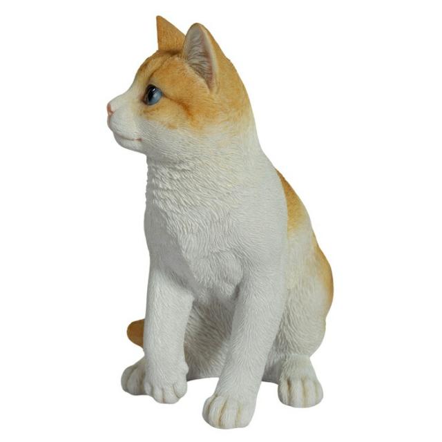 猫 置物 リアルでかわいい おしゃれ 大きい 巻き座り茶トラ白猫 大 ネコ 高さ30.5cm woobia ウービア ガーデン インテリア オブジェ 可愛い プレゼント 北欧 玄関 雑貨 動物 モダン 面白い 庭 ギフト 屋外 家 玄関先 ガーデンオーナメント_2