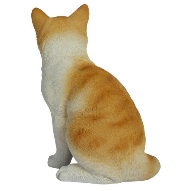 猫 置物 リアルでかわいい おしゃれ 大きい 巻き座り茶トラ白猫 大 ネコ 高さ30.5cm woobia ウービア ガーデン インテリア オブジェ 可愛い プレゼント 北欧 玄関 雑貨 動物 モダン 面白い 庭 ギフト 屋外 家 玄関先 ガーデンオーナメント_3