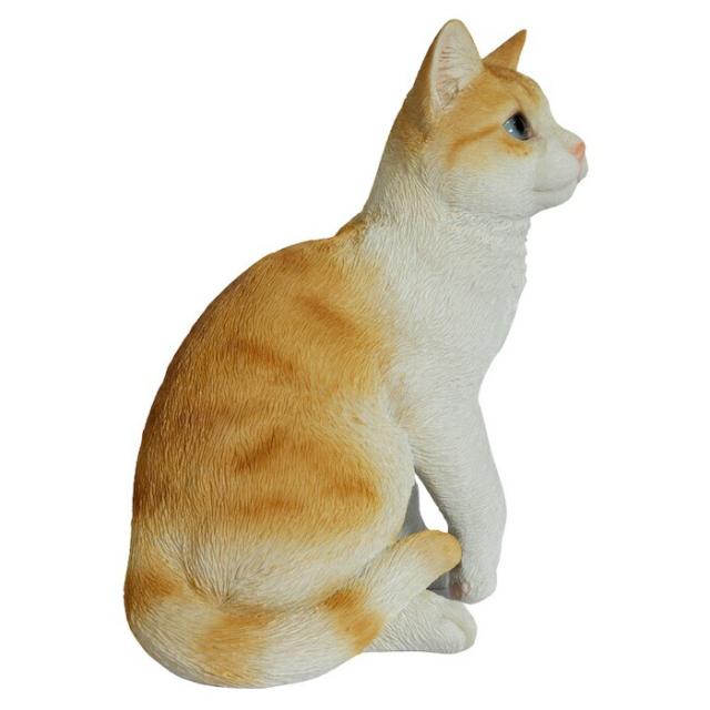 猫 置物 リアルでかわいい おしゃれ 大きい 巻き座り茶トラ白猫 大 ネコ 高さ30.5cm woobia ウービア ガーデン インテリア オブジェ 可愛い プレゼント 北欧 玄関 雑貨 動物 モダン 面白い 庭 ギフト 屋外 家 玄関先 ガーデンオーナメント_4