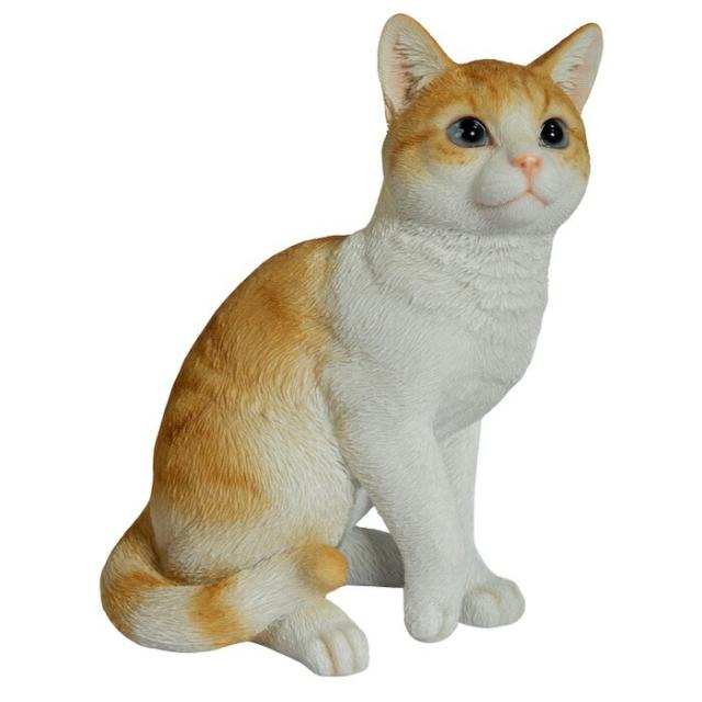 猫 置物 リアルでかわいい おしゃれ 大きい 巻き座り茶トラ白猫 大 ネコ 高さ30.5cm woobia ウービア ガーデン インテリア オブジェ 可愛い プレゼント 北欧 玄関 雑貨 動物 モダン 面白い 庭 ギフト 屋外 家 玄関先 ガーデンオーナメント_5