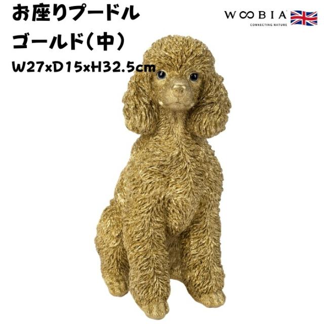 置物 お座りプードル ゴールド 中 金色 縁起物 高さ32.5cm woobia ウービア 大きい かわいい おしゃれ ガーデン インテリア オブジェ 巨大 可愛い プレゼント 北欧 玄関 雑貨 動物 モダン 面白い 庭 ギフト 屋外 家 リアル 玄関先 ガーデンオーナメント