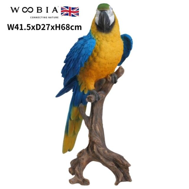 置物 切り株にとまるコンゴウインコ ブルー 特大 鳥 高さ68cm woobia ウービア 大きい かわいい おしゃれ ガーデン インテリア オブジェ 巨大 可愛い プレゼント 北欧 玄関 雑貨 動物 モダン 面白い 庭 ギフト 屋外 家 リアル 玄関先 ガーデンオーナメント 面白い