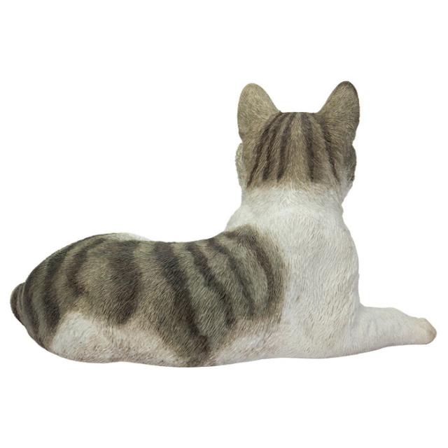 猫 置物 リアルでかわいい おしゃれ 大きい 寝そべったサバトラ白猫 ネコ 横幅34cm woobia ウービア ガーデン インテリア オブジェ 巨大 可愛い プレゼント 北欧 玄関 雑貨 動物 モダン 面白い 庭 ギフト 屋外 家 玄関先 ガーデンオーナメント_5