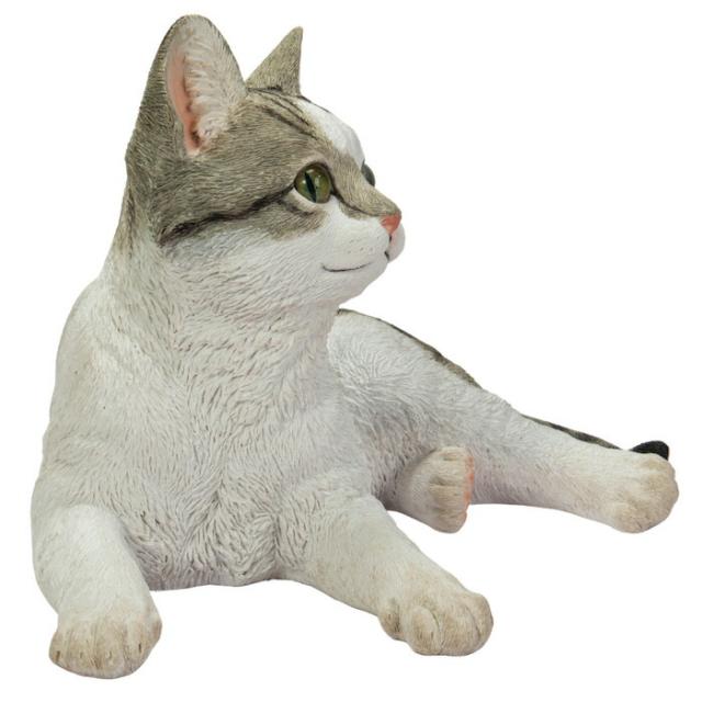 猫 置物 リアルでかわいい おしゃれ 大きい 寝そべったサバトラ白猫 ネコ 横幅34cm woobia ウービア ガーデン インテリア オブジェ 巨大 可愛い プレゼント 北欧 玄関 雑貨 動物 モダン 面白い 庭 ギフト 屋外 家 玄関先 ガーデンオーナメント_6