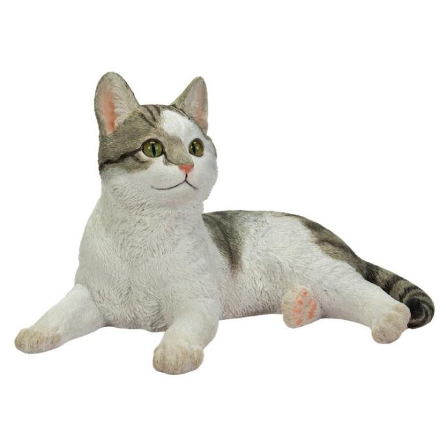 猫 置物 リアルでかわいい おしゃれ 大きい 寝そべったサバトラ白猫 ネコ 横幅34cm woobia ウービア ガーデン インテリア オブジェ 巨大 可愛い プレゼント 北欧 玄関 雑貨 動物 モダン 面白い 庭 ギフト 屋外 家 玄関先 ガーデンオーナメント_7