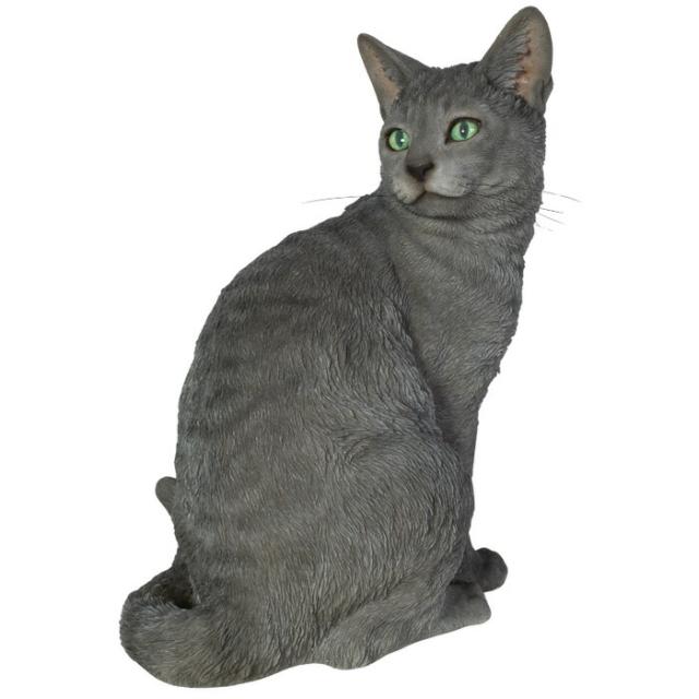 猫 置物 リアルでかわいい おしゃれ 大きい 振り向くロシアンブルー ネコ 高さ30cm woobia ウービア ガーデン インテリア オブジェ 巨大 可愛い プレゼント 北欧 玄関 雑貨 動物 モダン 面白い 庭 ギフト 屋外 家 玄関先 ガーデンオーナメント_4