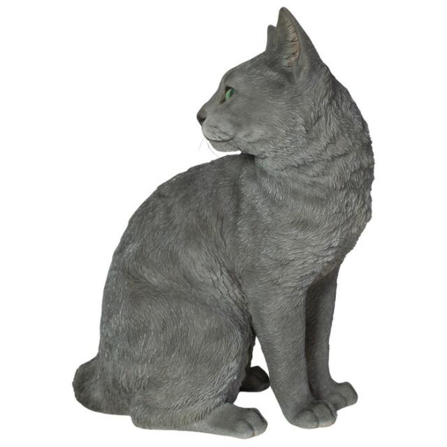 猫 置物 リアルでかわいい おしゃれ 大きい 振り向くロシアンブルー ネコ 高さ30cm woobia ウービア ガーデン インテリア オブジェ 巨大 可愛い プレゼント 北欧 玄関 雑貨 動物 モダン 面白い 庭 ギフト 屋外 家 玄関先 ガーデンオーナメント_5