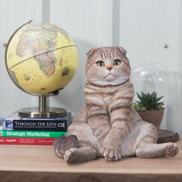猫 置物 リアルでかわいい おしゃれ 大きい スコ座り スコティッシュフォールドたれ耳 ネコ 高さ26cm woobia ウービア ガーデン インテリア オブジェ 巨大 可愛い プレゼント 北欧 玄関 雑貨 動物 モダン 面白い 庭 ギフト 屋外 家 玄関先 ガーデンオーナメント_2