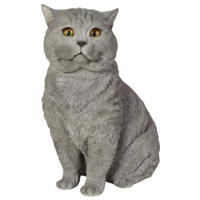 猫 置物 リアルでかわいい おしゃれ 大きい お座りブリティッシュ ショートヘアー 猫 ネコ 高さ31cm woobia ウービア ガーデン インテリア オブジェ 巨大 可愛い プレゼント 北欧 玄関 雑貨 動物 モダン 面白い 庭 ギフト 屋外 家 玄関先 ガーデンオーナメント_2