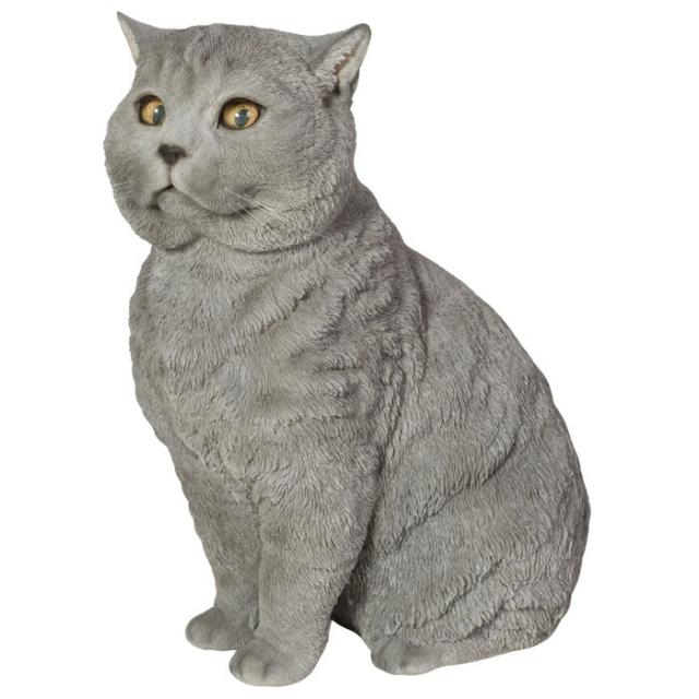 猫 置物 リアルでかわいい おしゃれ 大きい お座りブリティッシュ ショートヘアー 猫 ネコ 高さ31cm woobia ウービア ガーデン インテリア オブジェ 巨大 可愛い プレゼント 北欧 玄関 雑貨 動物 モダン 面白い 庭 ギフト 屋外 家 玄関先 ガーデンオーナメント_3