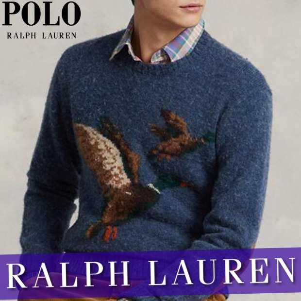 RALPH LAUREN スエードパッチ マラード ダック ウールセーター eva.gov.co