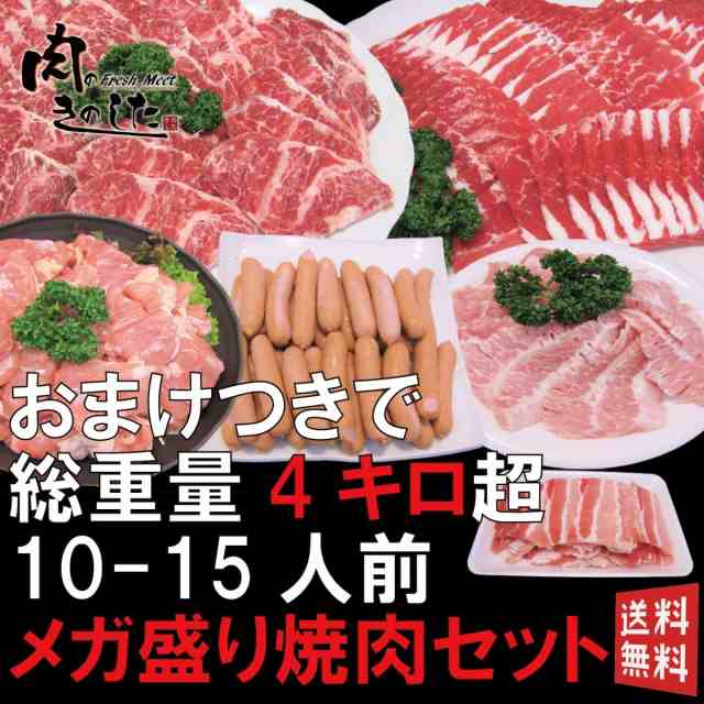 メガ盛り 焼肉 訳あり 10~15人前 今なら豚バラ300gおまけ！ 焼肉セット BBQセット 大容量 送料無料 牛肉 焼き肉 ハラミ カルビ  の通販はau PAY マーケット - 肉のきのした