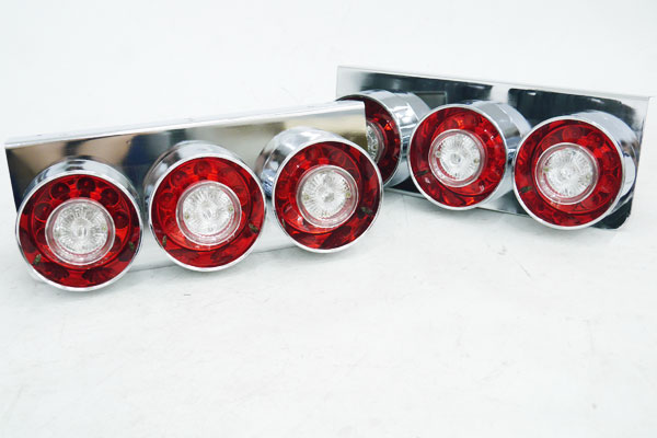 トラックテール 丸型3連 デコトラ トラック野郎 カスタム 汎用 LED コンビネーションランプ レトロ ダンプ 中型 大型 24V 2t 4t 10t TT-43