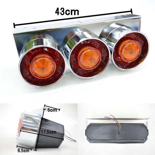 トラックテールランプ 紅黄 ロケット丸型3連テールランプ左右set 24V