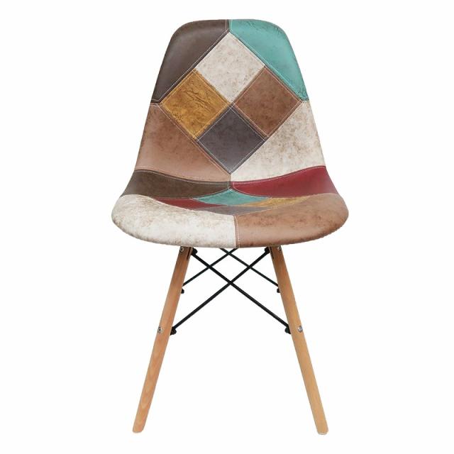 イームズ チェア パッチワーク Eames DSW ヴィンテージ レザー合皮柄 オックス生地 スクープ デザイナーズ家具 イームズチェア ダイニングチェア おしゃれ レザー 2脚セット EM-57_5