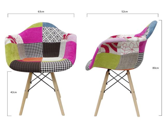 イームズ チェア パッチワーク DAW Eames アームシェルチェア 木脚 デザイナーズ 家具 イームズチェア ダイニングチェア 北欧テイスト ファブリック パターン 1脚 【EM-31】_8