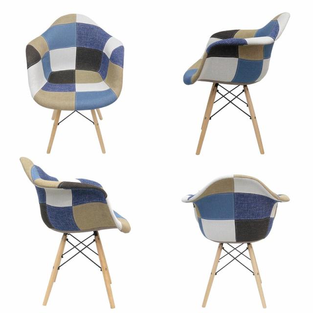 デニムパッチワークチェア 2脚 デニムパッチワークチェア