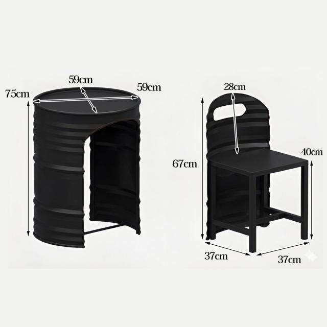 アメリカンレトロ ドラム缶 テーブル チェア ファニチャー 3点セット 