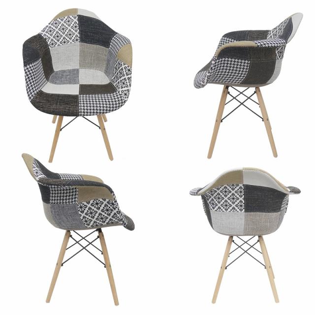 イームズ チェア ファブリック DAW Eames アームシェルチェア 木脚 デザイナーズ 家具 ダイニングチェア 北欧テイスト パッチワーク ジェネリック家具 ジェントル 1脚【EM-36】_5