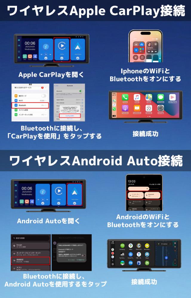 ディスプレイオーディオ オンダッシュモニター carplay 1080Pバックカメラ 10インチ ポータブル カーオーディオ CarPlay＆Android Autoに対応 カーナビ オーディオ一体型ナビ ミラーリング対応 HI-51_8