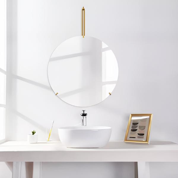 鏡 壁掛け ウォールミラー 丸 WALL MIRROR 北欧 壁掛けミラー 洗面台 形 シンプル インテリア フレームレス 玄関 卓上 おしゃれ ホテルライク 直径60cm SM-17GO