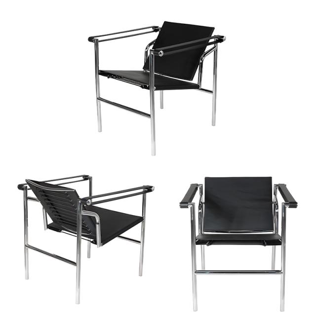 ダイニングチェア 北欧 ル・コルビジェ LC1 Sling Chair スリングチェア Le Corbusier 本革張り 牛革 チェア 一人掛け ラウンジチェア おしゃれ デザイナーズチェア 国内在庫 LC1BK_6