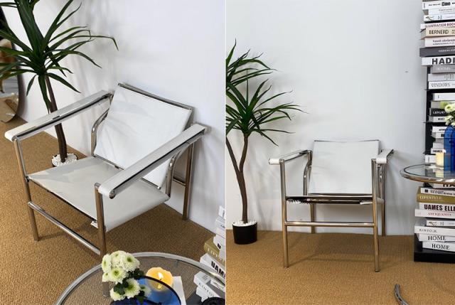 ダイニングチェア 北欧 ル・コルビジェ LC1 Sling Chair スリングチェア Le Corbusier 本革張り 牛革 チェア 一人掛け ラウンジチェア おしゃれ デザイナーズチェア 国内在庫 LC1WH_7