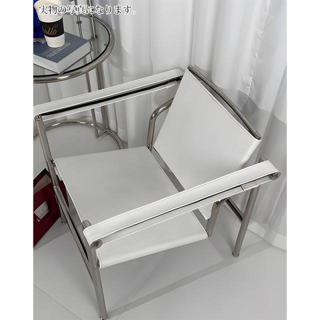 ダイニングチェア 北欧 ル・コルビジェ LC1 Sling Chair スリングチェア Le Corbusier 本革張り 牛革 チェア 一人掛け ラウンジチェア おしゃれ デザイナーズチェア 国内在庫 LC1WH_8