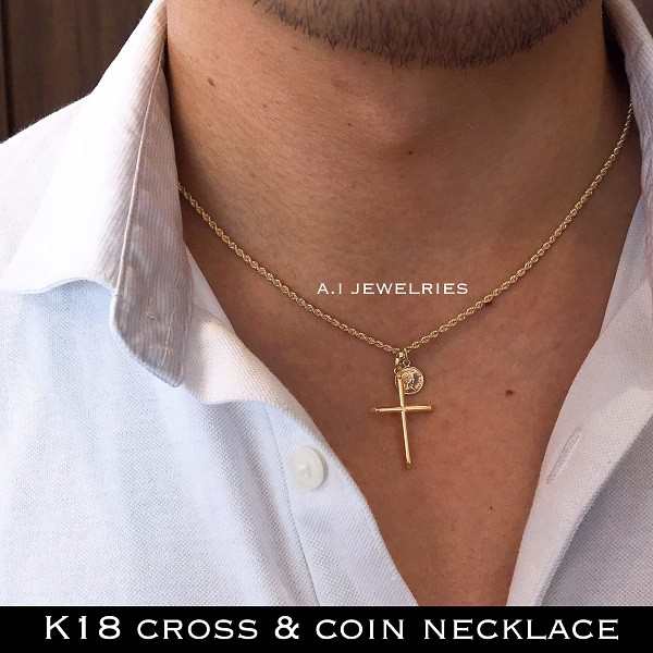 ネックレス メンズ 18金 クロス ロープ コイン ダブル ペンダント 新品 K18 Rope Cross Coin Necklaceの通販はau Pay マーケット A I Jewelries Ginza